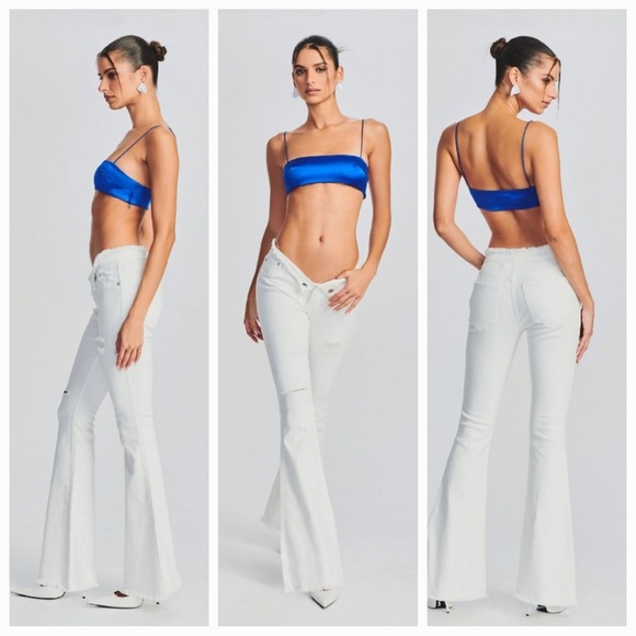 New! SER.O.YA OLIVIA Distressed Frayed Mid Rise Flare Jeans - Picture 7 of 13